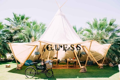 In 2016, at designer Rachel Zoe's Palm Springs party, which was produced by The Projects, guests could customize their own denim using patches and other finishes under a branded Guess tent. See more: 23 Ideas for Brand Promotion From Coachella Parties