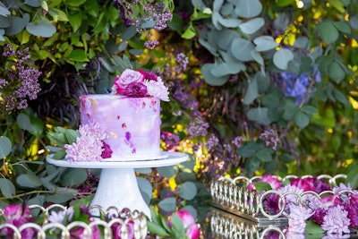 An eye-catching cake from Fantasy Frostings tied into the overall color scheme and added visual impact to the table where students grabbed corsages.