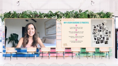 Virtual activations—like a mid-afternoon wellness session focusing on vision boards and goal-setting post-quarantine with Camille Styles—dotted the day's schedule to keep attendee engagement levels high and help break up the conversations.