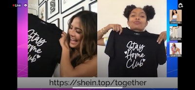 TV personality Erin Lim (left) hosted the virtual fundraising event, chatting with a slew of celebrities, including actress Yara Shahidi of Grown-ish fame. Some of the A-listers autographed a handful of the T-shirts from the SHEIN Together collection, made up of quarantine-theme tops with playful messages on them such as 'Stay Home Club.'