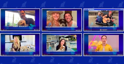 The event included a mix of live hosting and musical performances, plus prerecorded fireside chats and messages of support (pictured) from 17 different celebrities.