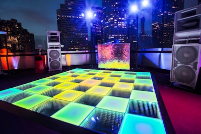 After hosting a Miami Vice-inspired party in 2018, GameSpot’s after-party had a “retro-futuristic disco theme,” according to producers The Visionary Group. Located on the rooftop of the Standard Hotel, the evening event had an LED-lit disco pool, branded topiaries featuring robots and unicorns, an infinity dance floor, and a green screen photo booth. See more: E3 2019: Check Out the Coolest Booths, Parties, and Brand Activations