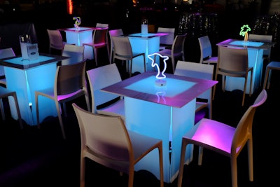 Lighted Pedestals with White Belini Chairs