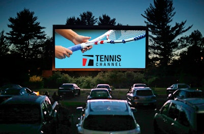 A mock-up of Tennis Channel's drive-in event, which kicked off the Credit One Bank Invitational on June 23.
