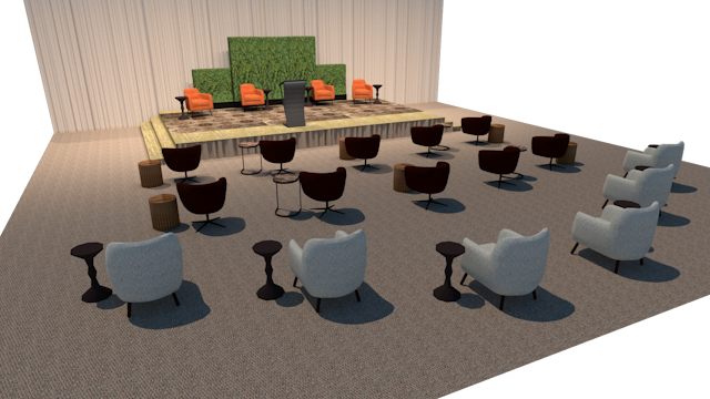 For conferences, CORT suggests giving guests individual chairs and tables. 'Think of this as their ‘owned space’ for the duration of the conference—that way you don’t have to worry about disinfecting it at the end of each night,' says Scafide.