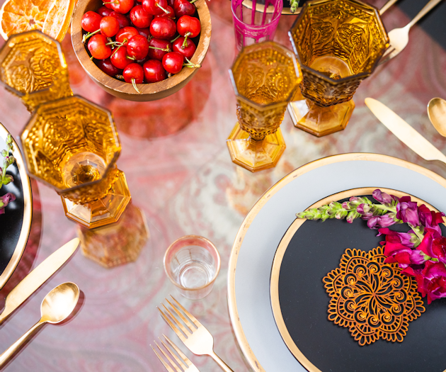 “Adding gold and rich jewel tones transported me back to the exotic cities of Fes, Marrakech, and Tangier,” Wilson said.