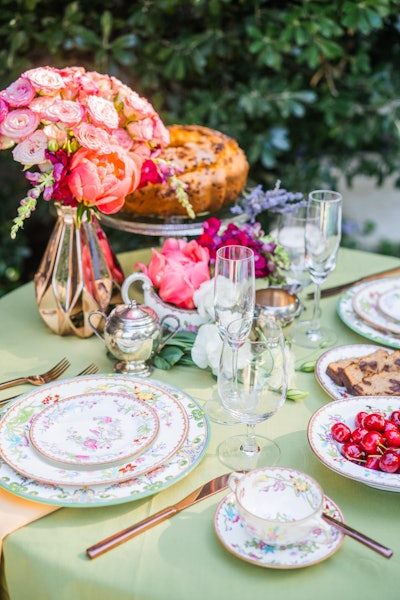 The pink, floral china collection came from Wilson’s mother’s shop, which specialized in English antiques.