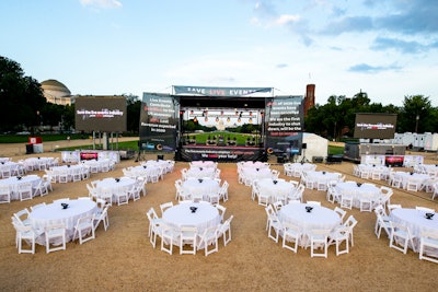 During the D.C. event, audio was looped, saying “Guests, please make your way to your seats.”