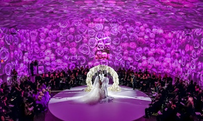 Beautiful floral wedding ceremony with projection mapping.
