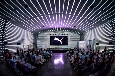 PUMA hosts experiential fashion runway and meeting for PUMA executives with projection mapping.
