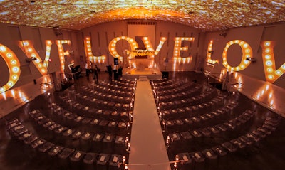 Wedding ceremony with projection mapping at The Temple House.