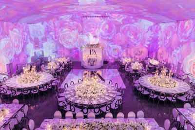Spectacular floral wedding reception with projection mapping at The Temple House.
