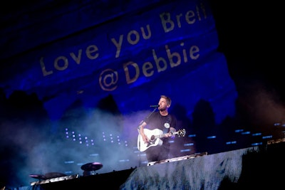 During Brett Young’s performance on day three of Red Rocks Unpaused, fan messages were displayed on the rocks.