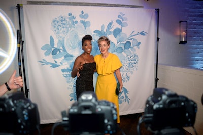Variety magazine teamed up with nonprofit organization Women in Film for their annual pre-Emmy celebration, held at Gracias Madre. The event drew A-list TV stars such as Viola Davis, Sarah Paulson, and Alexander Skarsgard. A photo booth at the event featured a feminine, blue floral backdrop, where Emmy nominee Samira Wiley and wife Lauren Morelli posed.