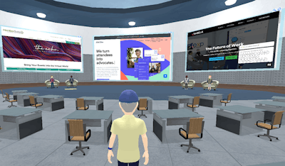 One of many virtual event platforms offered, Event Farm's software features the ability to choose from multiple meeting environments and customize a personal avatar character; there's also built-in support tools for presenters such as file sharing, laser pointers, and video casting.