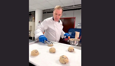 Jacques Torres demonstrated how to make his famous chocolate chip cookies during a virtual class.
