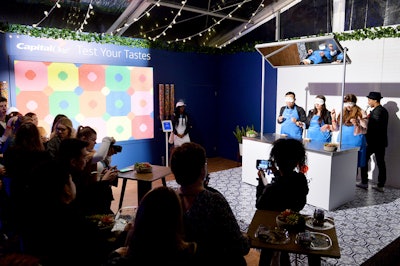 At one of the Pier 97 events during the festival, Capital One had a blind taste-test activation, produced by IMG Live, that put cardholders in the spotlight. The booth also had a candy wall where guests could grab colorful candies and guess the flavor at an iPad station.