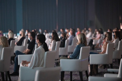 Attendees were required to keep their masks on at all times, even while seated during meetings.