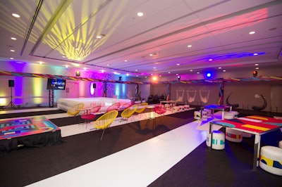 New this year were five themed breakout rooms, such as the colorful 'Playground' room where seating options ranged from a ball pit to swings.