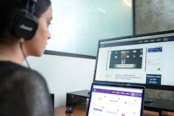 A virtual attendee watched a keynote presentation at InfoComm 2020 Connected.