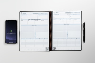 Rocketbook partnered with Panda Planner to create this reusable, digitally connected planner (from $35) featuring templates designed for setting goals, making plans, managing projects, and tracking habits. The planner contains synthetic paper that can be wiped clean with a damp cloth, and it connects to services such as Dropbox, Evernote, Google Drive, Box, iCloud, Slack, and more.