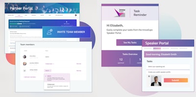 Through Bizzabo's new partners management solution (pictured, left), a single portal allows for sponsors and exhibitors to locate target dates, agendas, and more to help streamline communication. Using Bizzabo's speakers management solution, guest speakers can follow all sessions in one place, and even take part in the virtual sessions from within the platform.