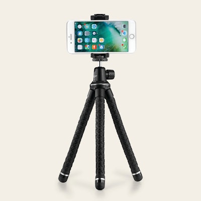 UBeesize’s (from $20) tripod for smartphones features a mount that grips the device, as well as a bluetooth remote for wireless control.