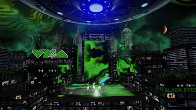 This year’s MTV Video Music Awards, which were broadcast in August, centered around a main stage that appeared to be atop a New York skyscraper surrounded by a computer-generated cityscape. See more: Get the Inside Scoop on the High-Tech Mask Lady Gaga Wore at This Year's VMAs