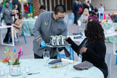 Caesars Entertainment staff were assigned to serve food and drink in dedicated areas to keep contact with other staff members and guests, along with food and beverage, as minimal as possible.
