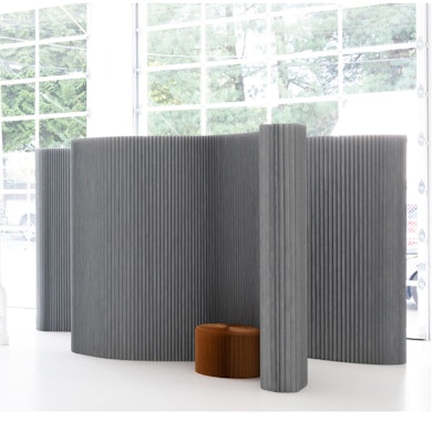 This gray 8-foot-tall partition from Taylor Creative ($1,000 per piece for up to a five-day rental period; available from the New York location) expands up to 24 feet long and is an easy way to section off a large venue.