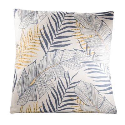 Combining both 2021 colors, this pillow from CORT Events features a soft gray and yellow leafy tropical motif. Pricing is available upon request; available nationwide.