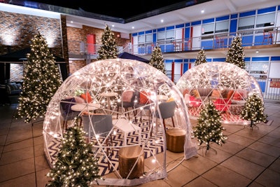The Unscripted Durham's private igloos featured cozy decor and Christmas trees.