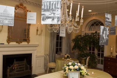 In 2013, The Atlantic and National Journal celebrated the inauguration with a dinner at owner David Bradley’s home Sunday. One room, shown here, featured archival photos of past inaugurations. Susan Gage Caterers handled the decor, but we're confident this can be repurposed for an at-home affair.