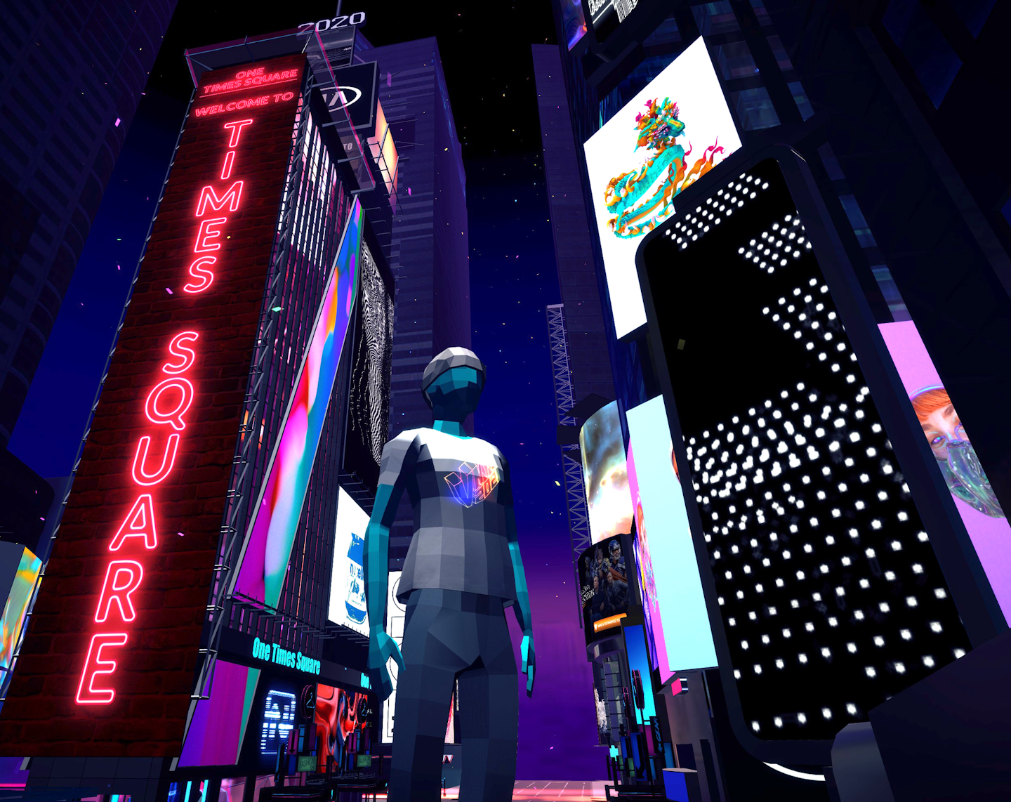 In the VNYE app, Times Square billboards were reimagined as digital art.