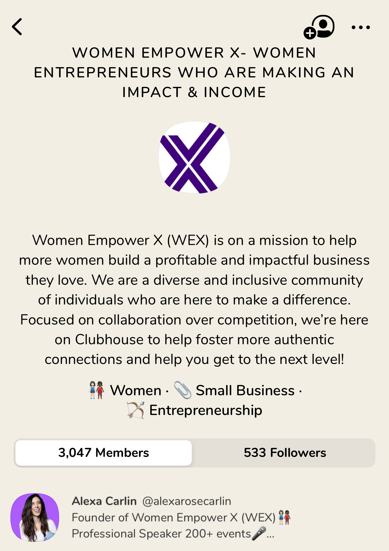 Carlin says her club for women entrepreneurs grew to more than 3,000 members in just one week.