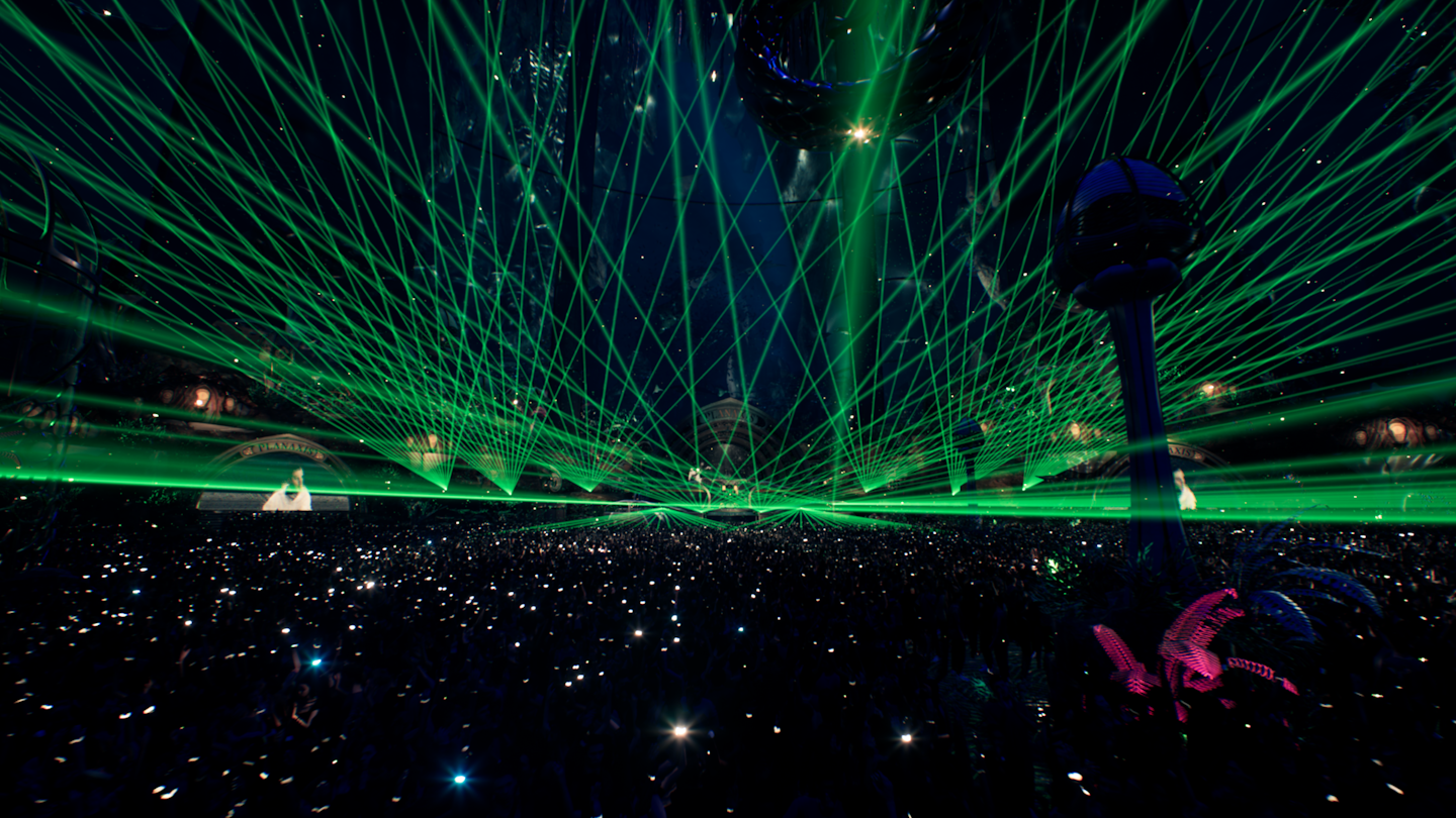 The NYE event included 1,200 virtual fireworks, 184 virtual lasers, 2,750 virtual lights and 40,000 light cues.