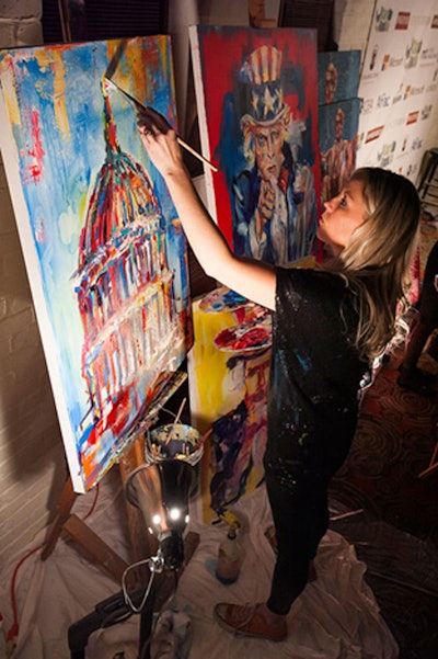 In 2013, local artist Maggie O'Neill painted live next to the photo booth, creating Washington-themed paintings available for purchase. Take this event idea and turn it into the perfect viewing-party activity. Who's up for some friendly competition? See more: Inauguration Photos: Highlights From Washington's Biggest Events