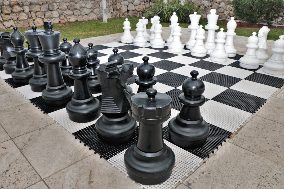 Your move! Play outdoor chess on the terrace of The Whitehall Penthouse -  checkmate!