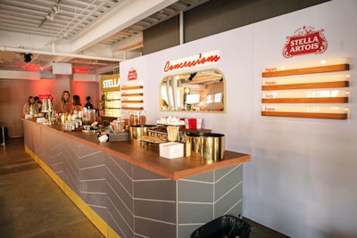 The official beer of the festival, Stella Artois, held a film-inspired lounge at 364 Main Street, with activations and panels that were livestreamed on Deadline.com. Inside Stella's film lounge, designed by Mosaic, a bar served beer and elevated takes on concessions one would buy at a movie theater. See more: Sundance 2019: 26 Ways Sponsors Kept Festival Attendees Cozy