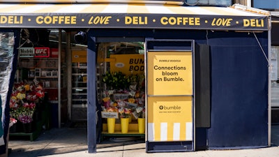 The delis were outfitted with the app’s signature black-and-yellow color scheme with branded awnings and cheeky signage.