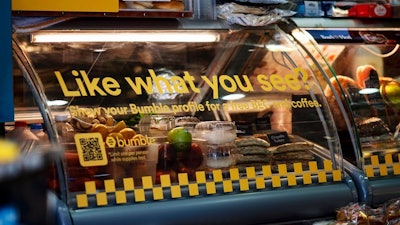 Bumble branding adorned the deli cases.