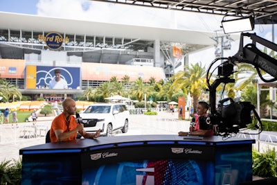 The Tennis Channel Desk Presented by Cadillac is broadcasting live hits from the grounds.