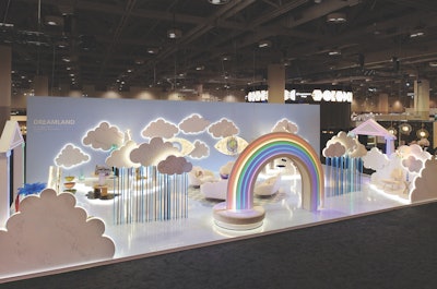 At Toronto’s Interior Design Show, event agency TK Events Inc. carved clouds out of quartz to construct this dreamy installation.