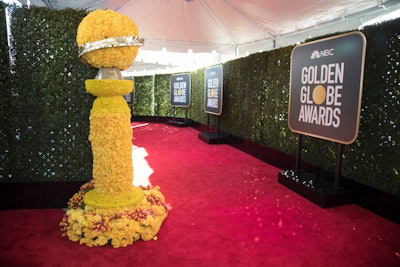 For the 2019 Golden Globe Awards' red carpet, Mark's Garden created a 7-foot-tall statue constructed from yellow flowers. The design studio (which doubles as a retail shop) has also created the flowers for the Golden Globes telecast for 10 years, as well as award-show after-parties for the likes of Netflix and Warner Brothers. See more: Talking Flowers With Award Show Designer Mark's Garden