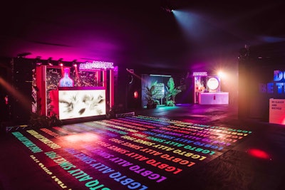 The Absolut activation also featured rainbow-colored messaging on the dance floor that explained how the brand is taking action to better the planet.