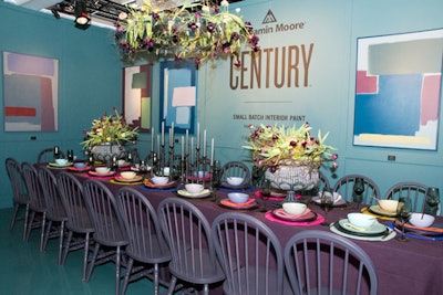 If you're the type to let the dishware do the talking, try out a colorful arrangement of plates and bowls, as Benjamin Moore did at DIFFA's Dining by Design event in New York in 2017. The table highlighted the spectrum of rich colors in the company’s then-recently launched Century paint collection. See more: 22 Imaginative Dining and Tabletop Ideas