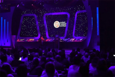 For large-scale events, a spaceship-inspired stage setup is a must. For its 2016 conference, the Content Marketing Institute's keynote stage design complete with a control panel tied to the conference theme of 'Content Strikes Back'—a play on Star Wars, of course—and became a popular backdrop for attendees to use in photos.
