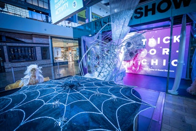 In October, Fashion Show Las Vegas created the 'Trick or Chic' walkthrough experience, which was led by tour guides who told ghost stories as guests passed skeletons wearing—what else?—couture fashion looks. There was also a spider web installation for on-theme photo ops.