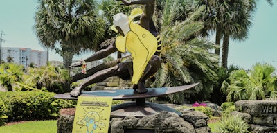 The Kelly Slater statue in Cocoa Beach, Fla., honors the hometown surfing champ.