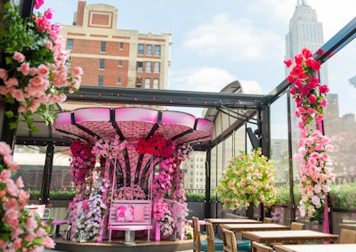 Looking for a summery spot to take a small group in New York? Moxy Times Square’s Magic Hour Rooftop Bar & Lounge has debuted a rooftop rose garden complete with over 10,000 roses, along with photo ops, pink rose cocktails and other fun, themed treats like the “Pink AF Pancake Stack.” Highlights include a carousel wrapped in a custom rose print, walls covered in roses and greenery, and steps draped in an ombre pink palette. Reservations are required for the experience, which is open for happy hour and dinner on weekdays and brunch on the weekends.